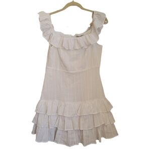 Pinch Dress M Medium White Ruffle Tiered Sleeveless
